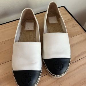 White and black espadrilles